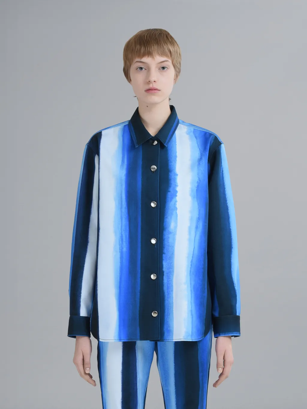 Marni Long Sleeved Striped Buttoned Shirt