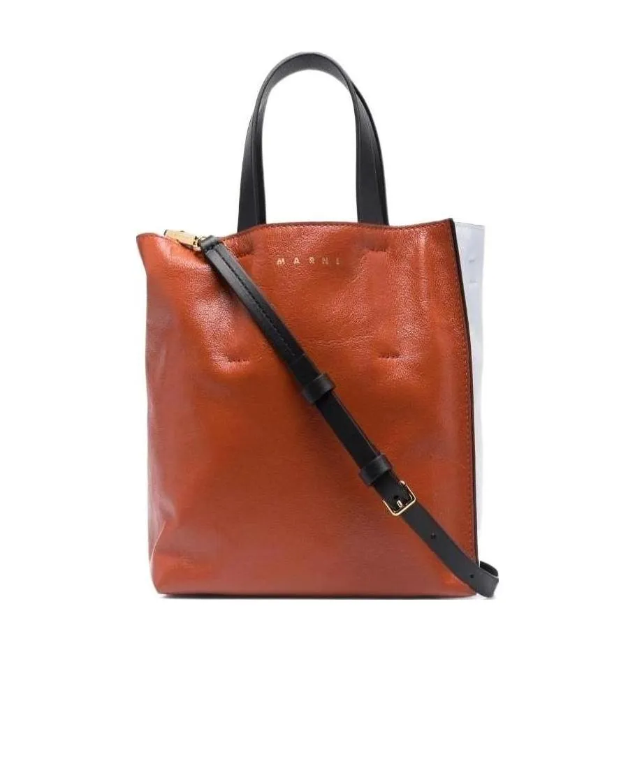Leather Colour-Block Tote Bag