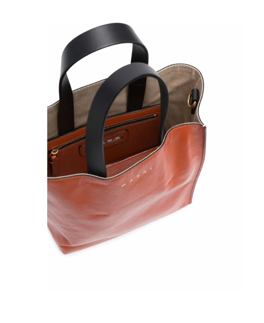 Leather Colour-Block Tote Bag