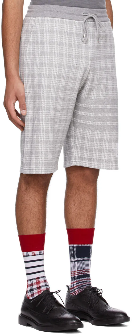 Thom Browne 4-Bar Striped Checked Shorts