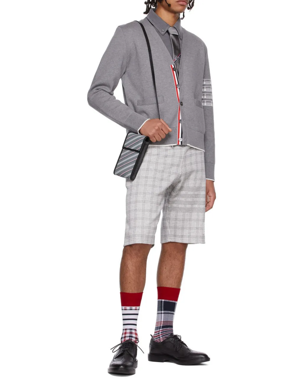 Thom Browne 4-Bar Striped Checked Shorts