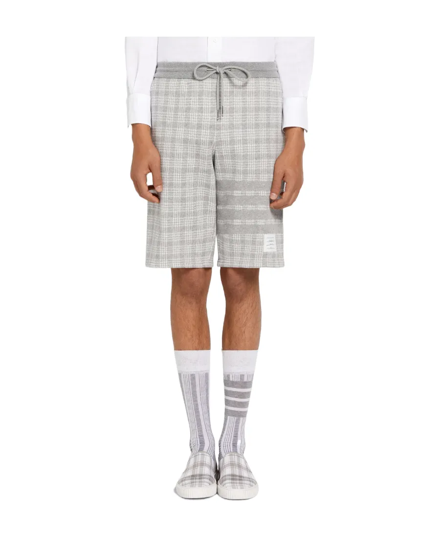 Thom Browne 4-Bar Striped Checked Shorts