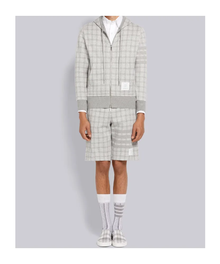 Thom Browne 4-Bar Striped Checked Shorts