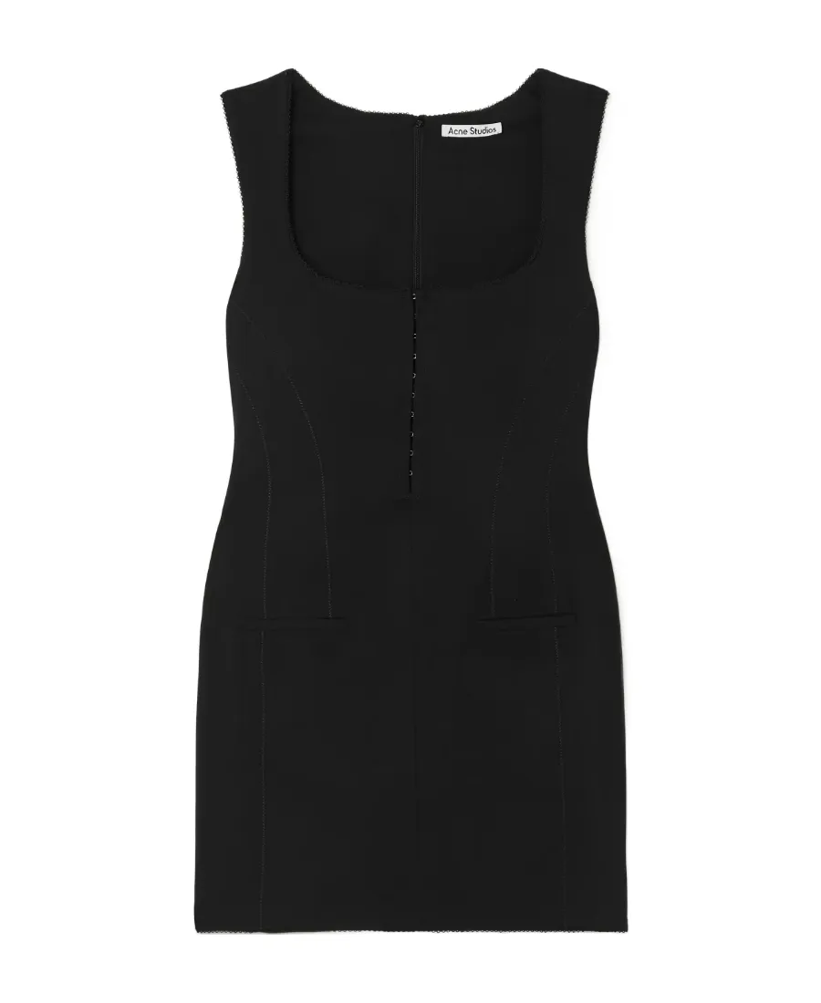 Black Logo Square Collar Sleeveless Dress