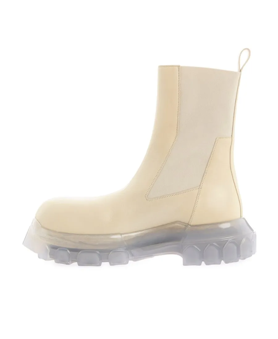 Elasticated-Panels Leather Boots
