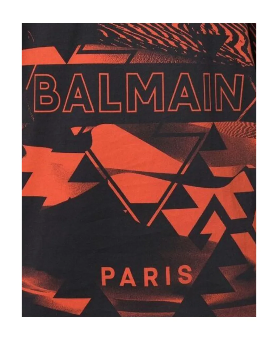 All Over Printed T-Shirt With Balmain Logo