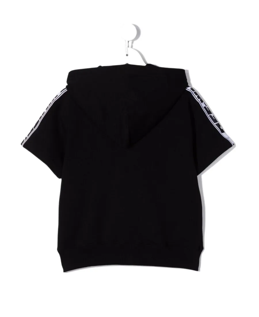 Logo-Tape Short-Sleeve Hoodie