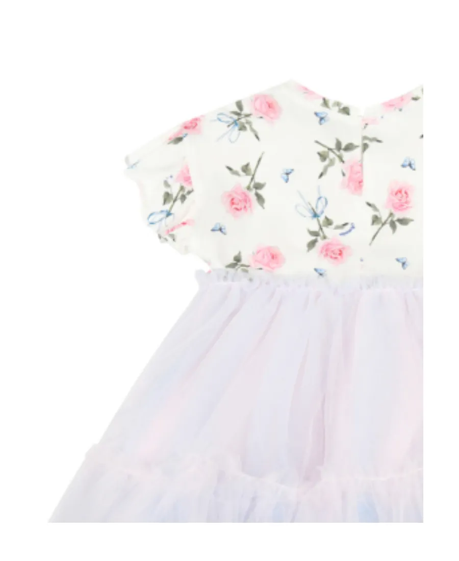 Monnalisa Floral Printed Short-Sleeved Dress