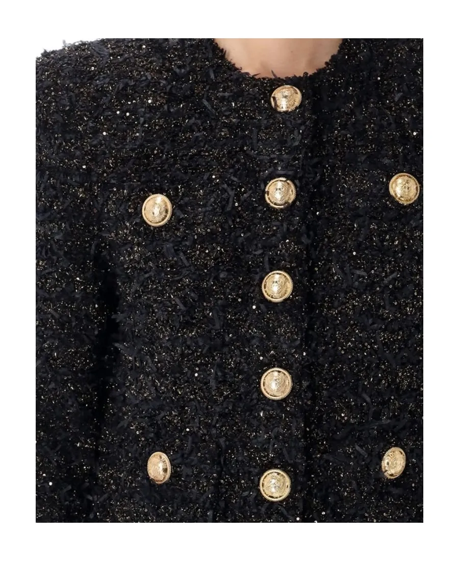 Collarless Tweed Jacket