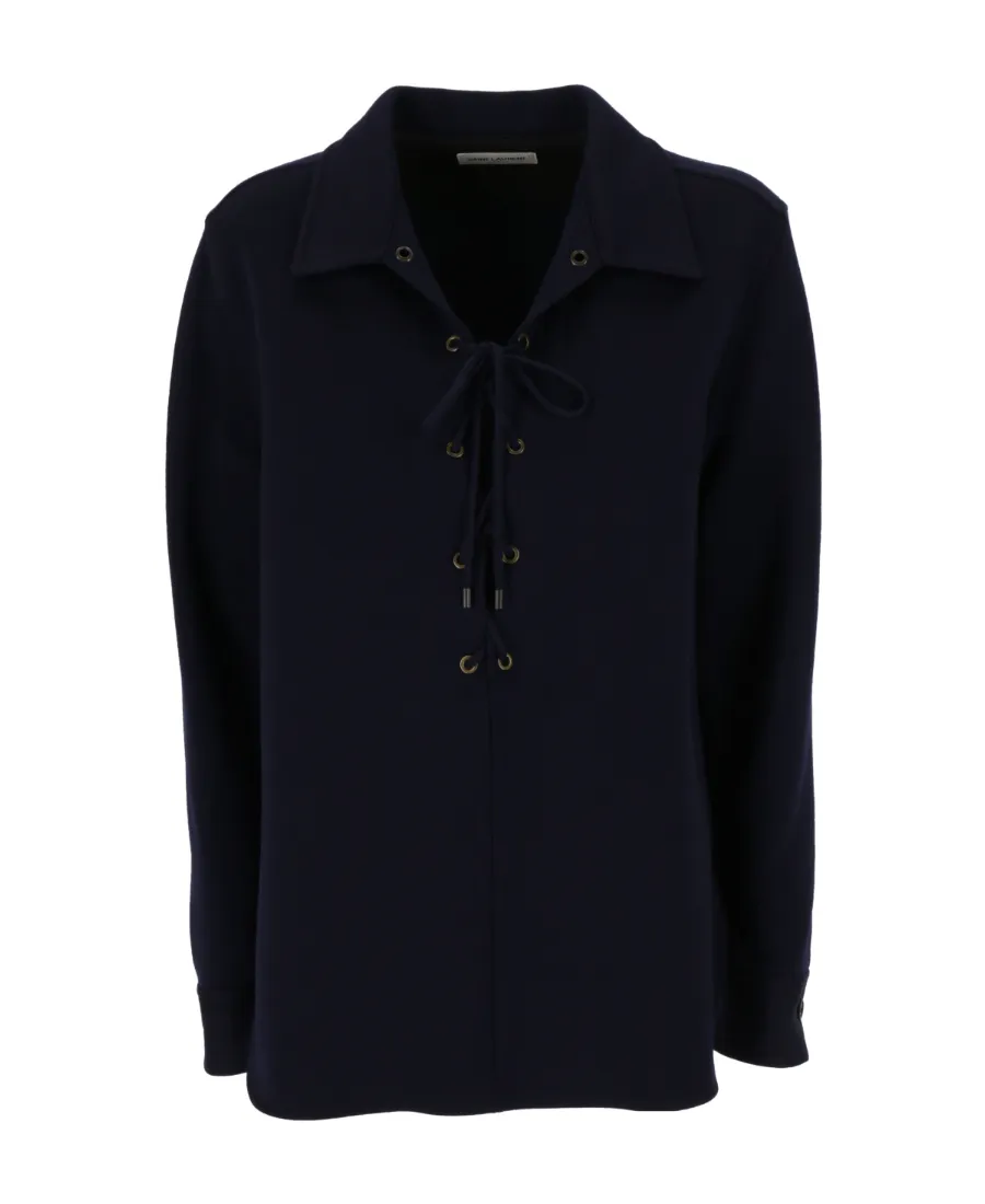 Saint Laurent Lace-Up Long-Sleeved Top