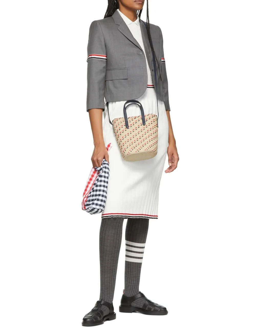 Mini Rwb-Stripe Embroidery Tote Bag