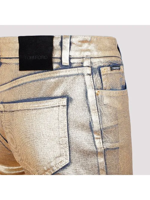 Tom Ford Metallic Mid-Rise Skinny Jeans