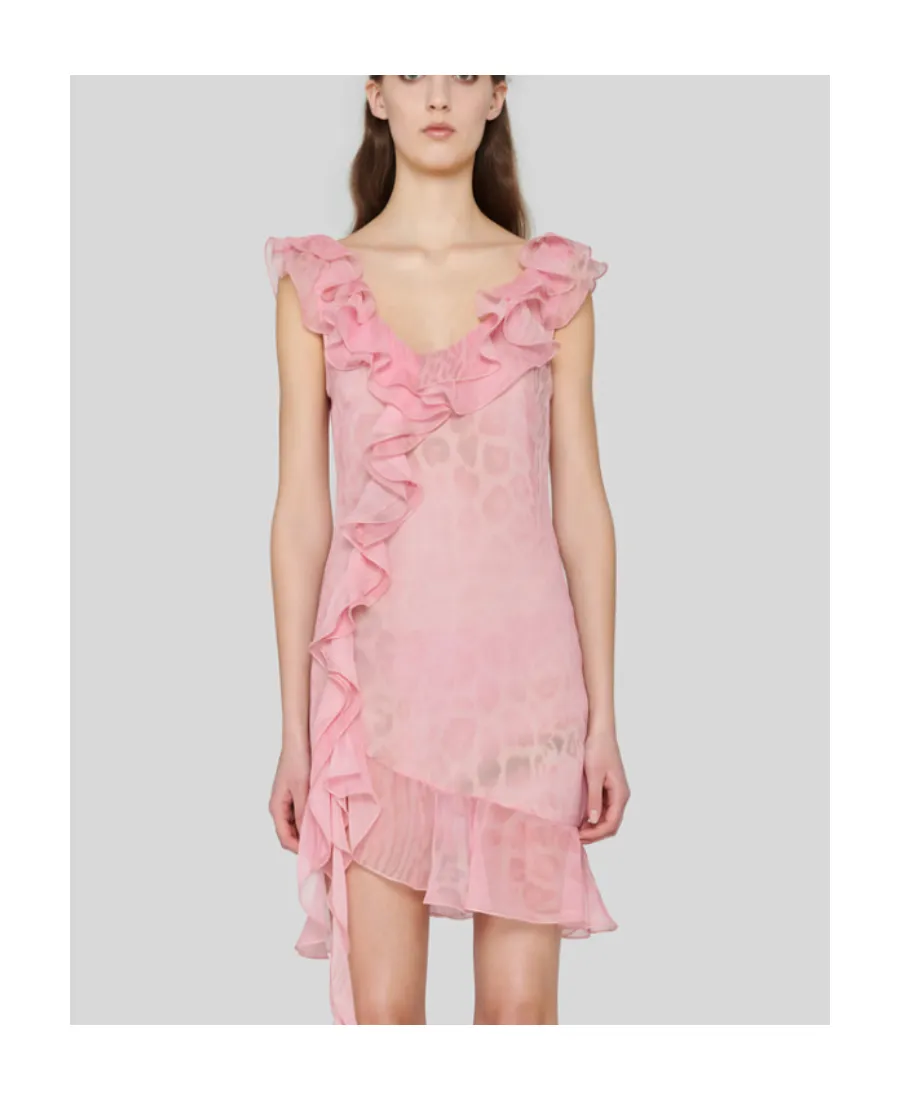 Blumarine Ruffle Detailed Asymmetric Mini Dress