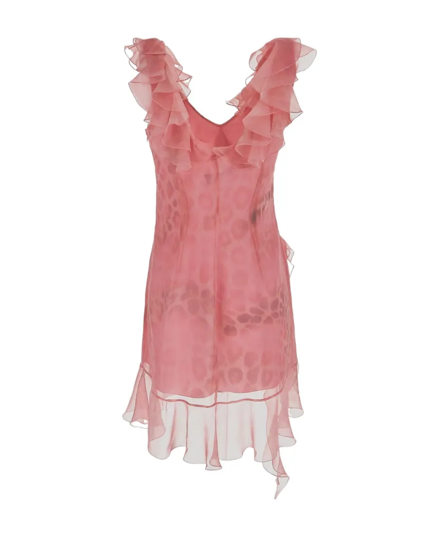 Blumarine Ruffle Detailed Asymmetric Mini Dress