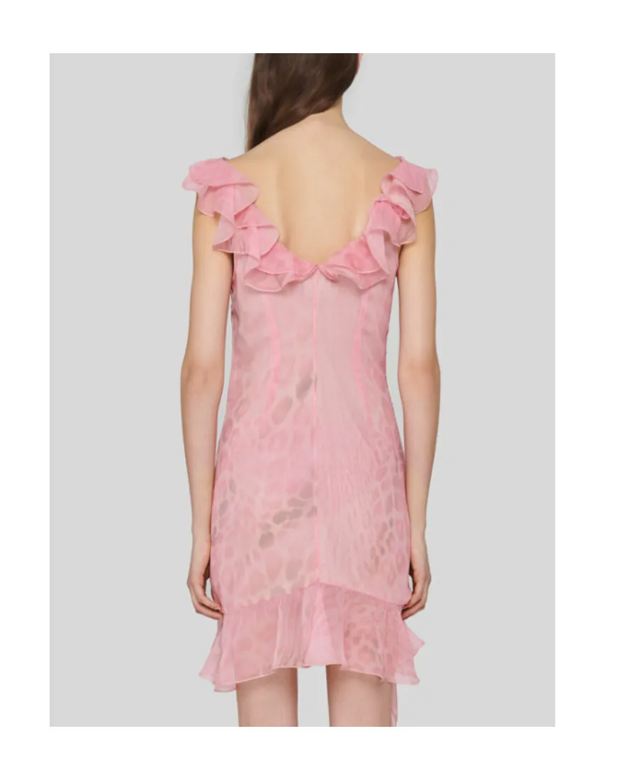 Blumarine Ruffle Detailed Asymmetric Mini Dress