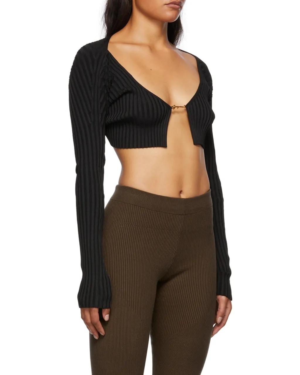 Jacquemus Ribbed Knit Cropped Cardigan