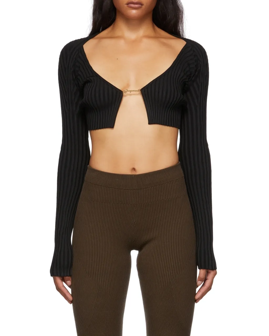 Jacquemus Ribbed Knit Cropped Cardigan