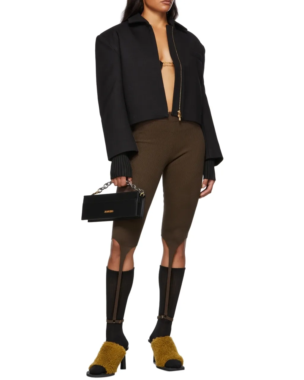 Jacquemus Ribbed Knit Cropped Cardigan