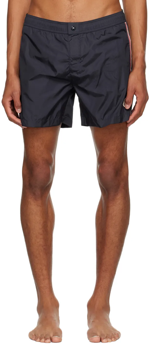 Moncler Logo Patch Stripe Detailed Swim Shorts
