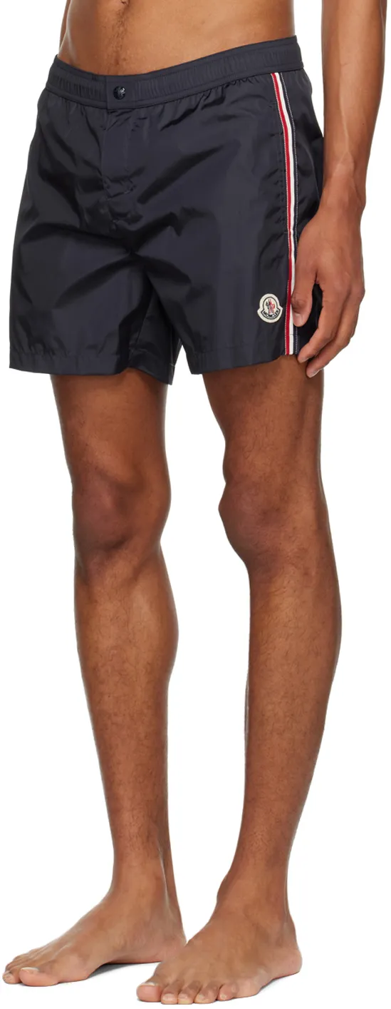 Moncler Logo Patch Stripe Detailed Swim Shorts