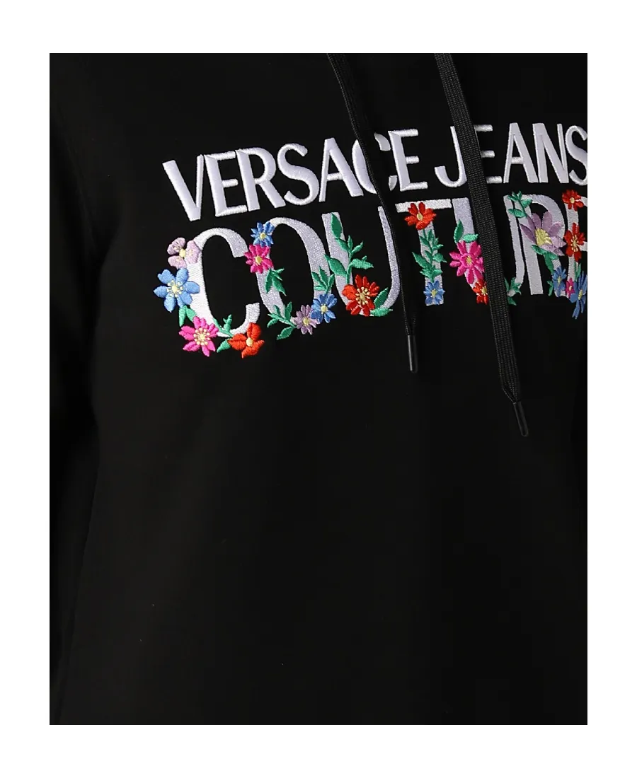 Floral-Embroidered Cotton Hoodie