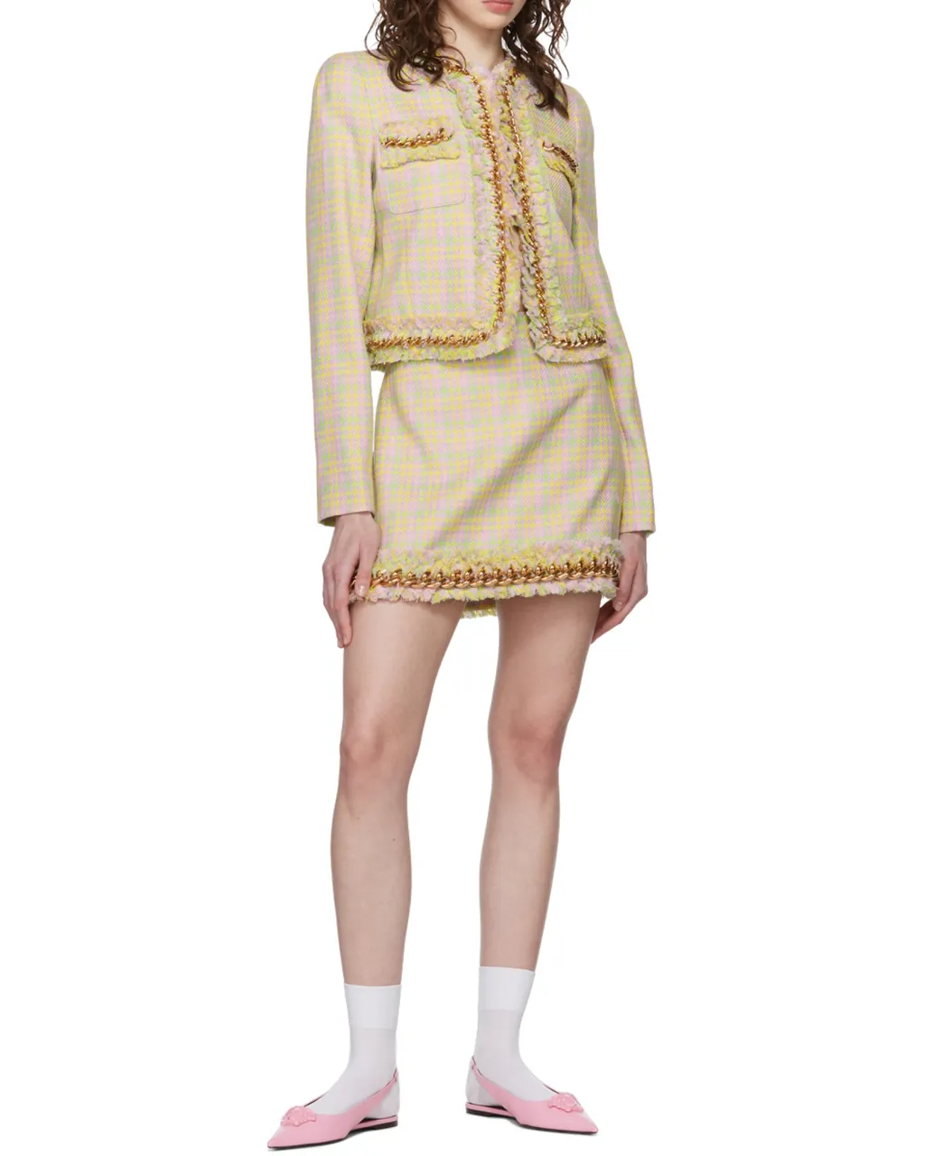 Houndstooth-Print Tweed Jacket