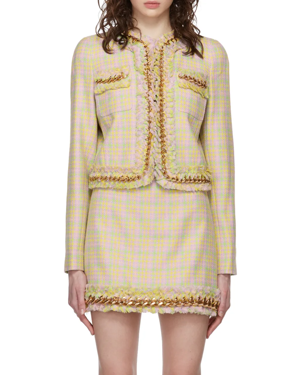 Houndstooth-Print Tweed Jacket