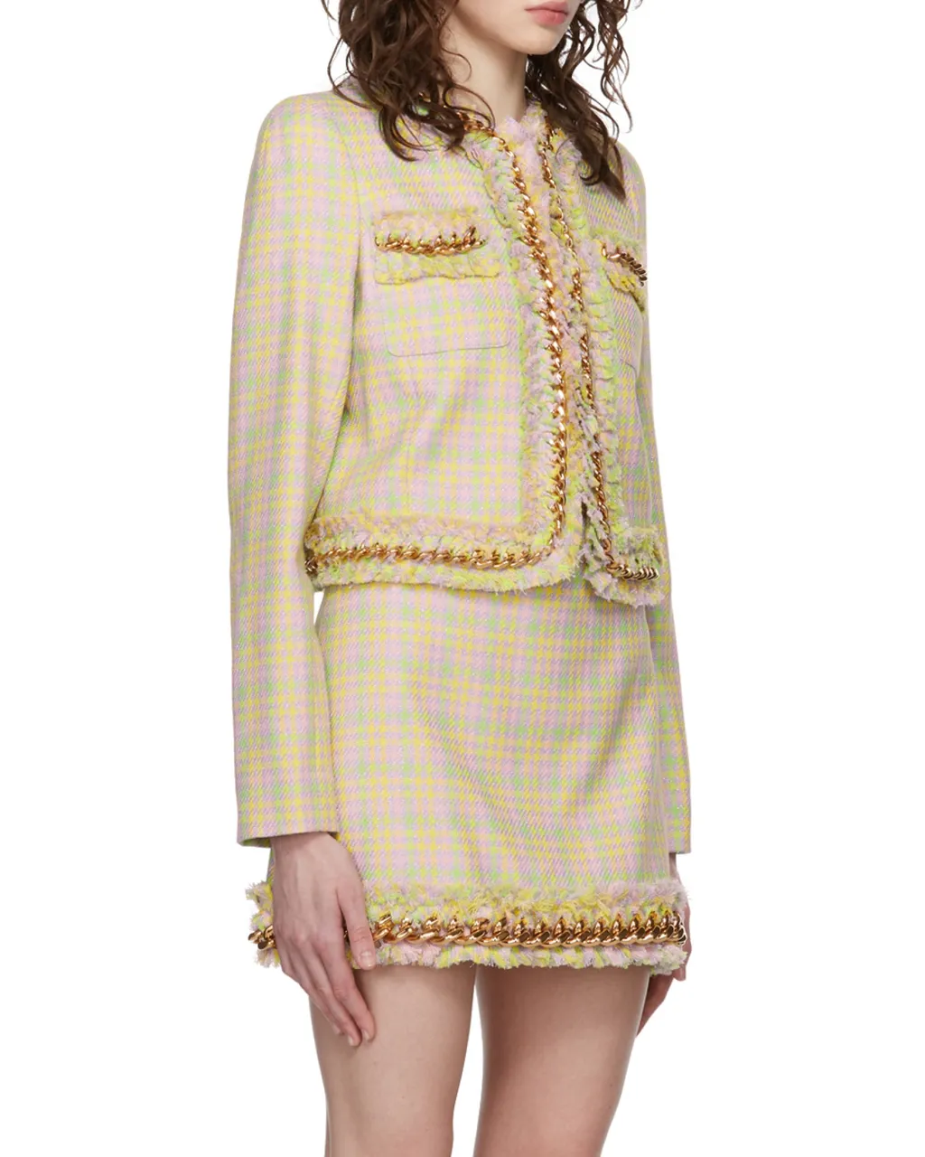 Houndstooth-Print Tweed Jacket