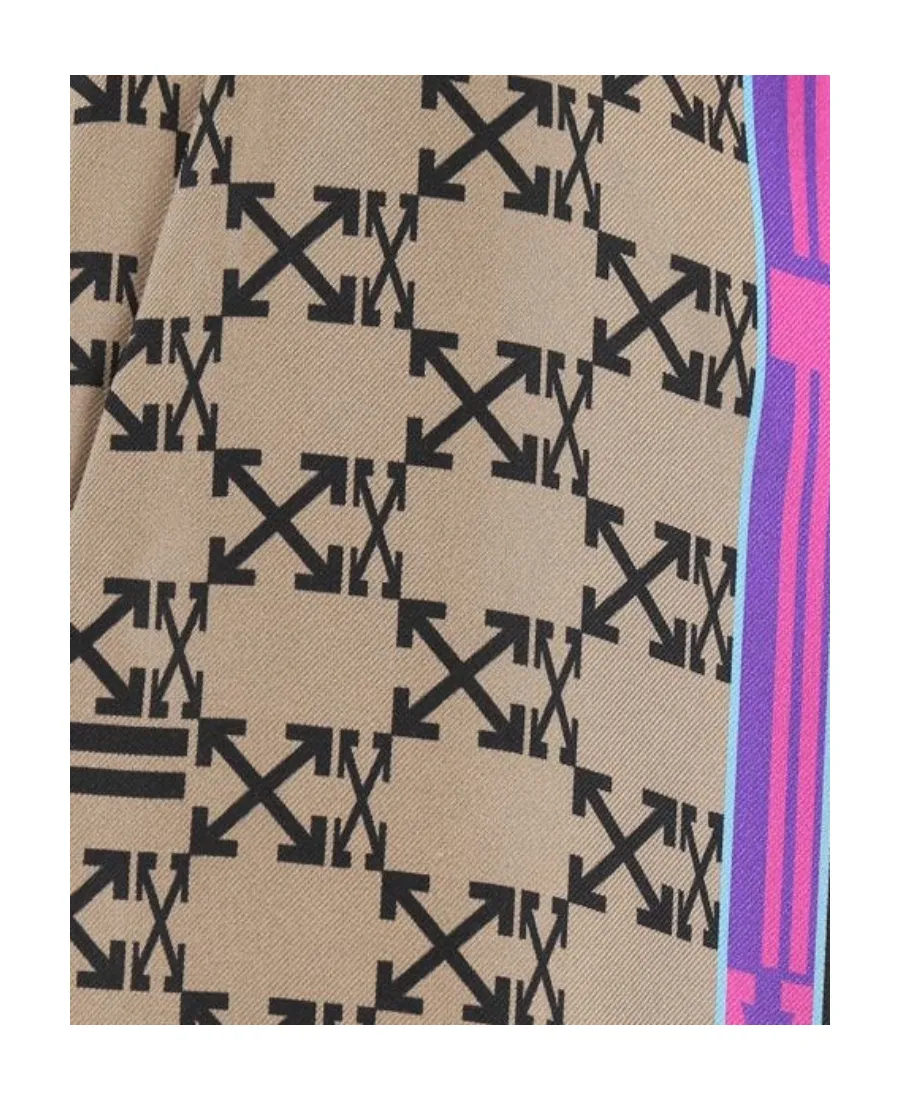 Monogram-Print Wide-Leg Silk Trousers