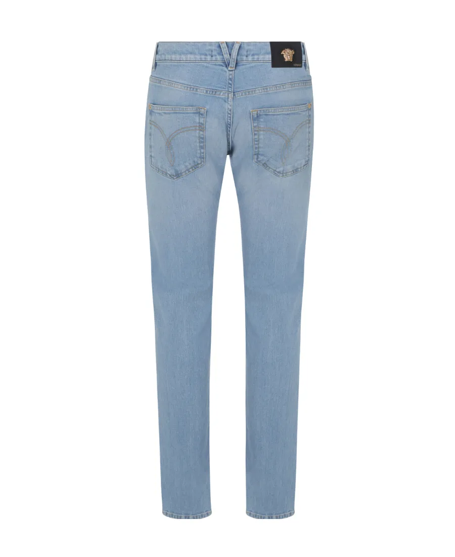 Versace Logo Patch Low Waist Jeans