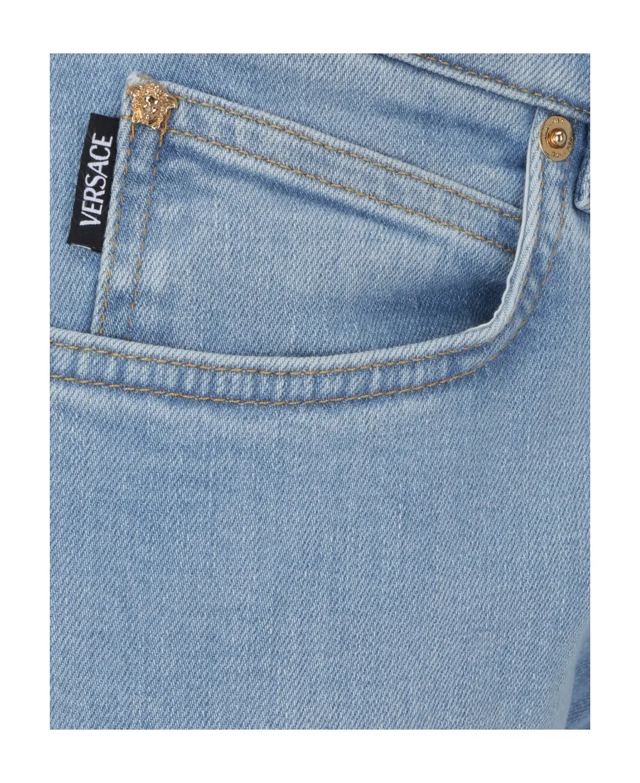 Versace Logo Patch Low Waist Jeans
