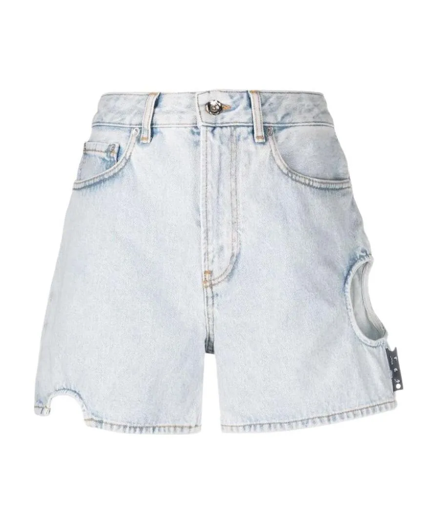 Off-White Cut-Out Button Detailed Denim Shorts