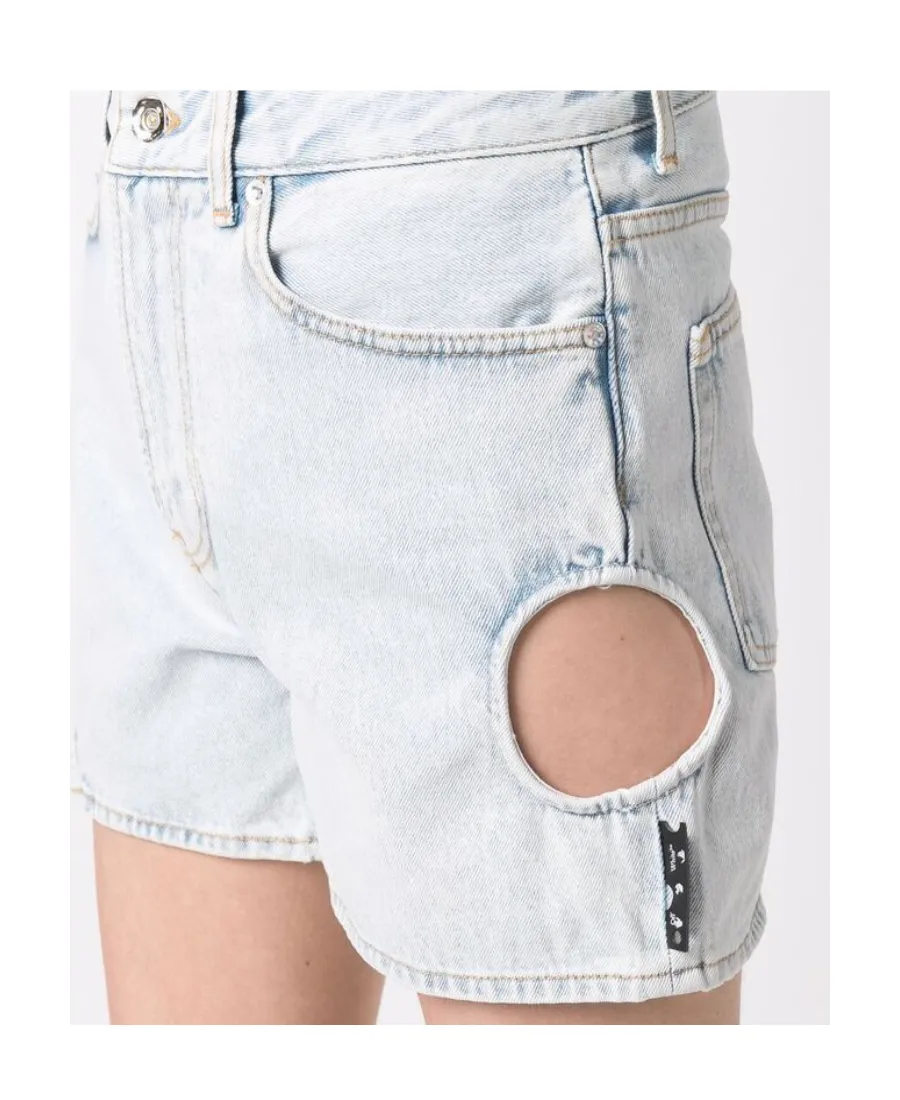 Off-White Cut-Out Button Detailed Denim Shorts