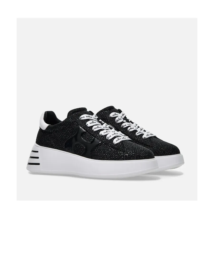 Hogan Crystal-Embellished Lace-Up Low-Top Sneakers