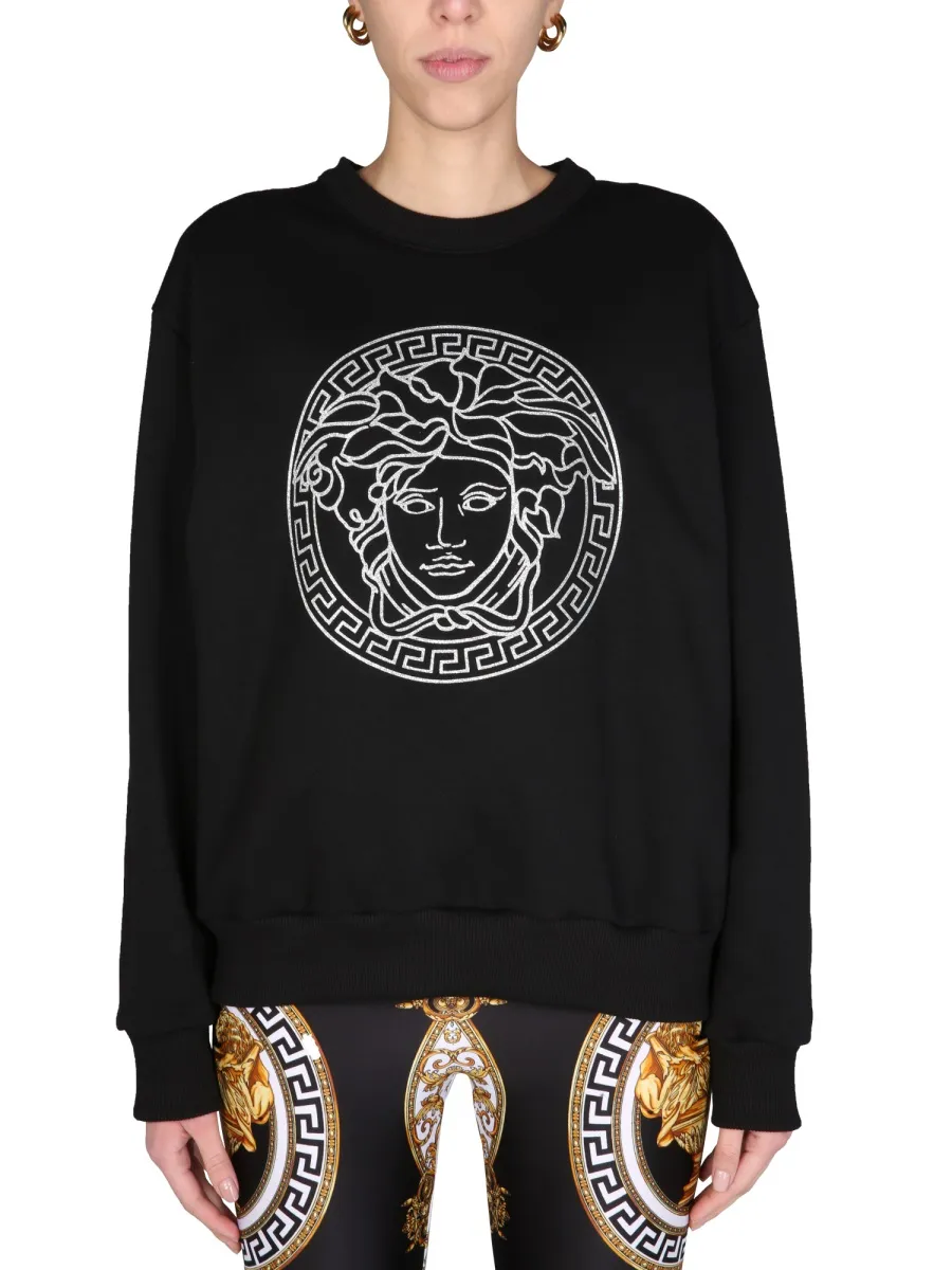 Versace Medusa Head-Printed Crewneck Sweatshirt