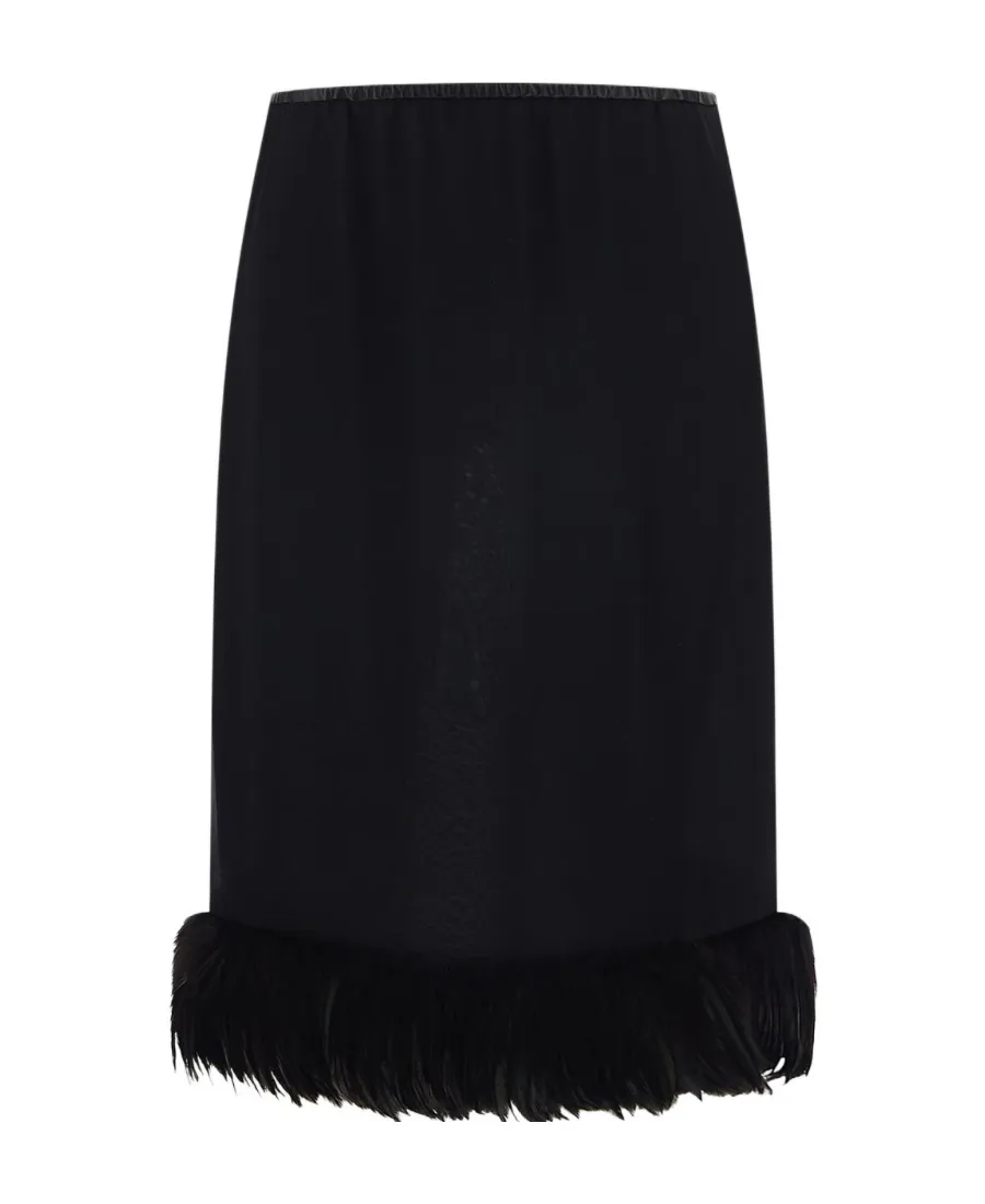 Long Skirt In Crepe Muslin And Feathers