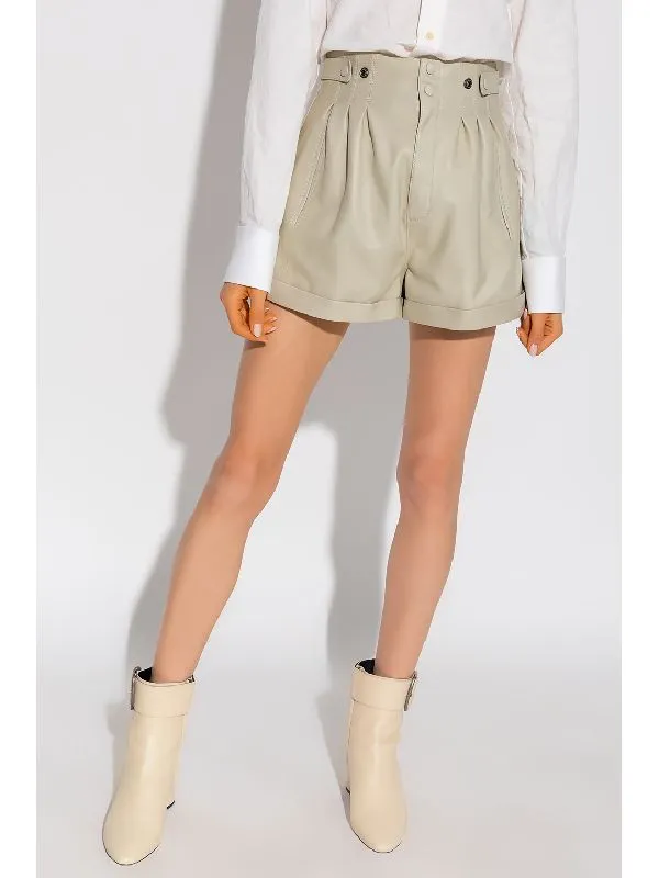 Saint Laurent Button Detailed High Waist Shorts