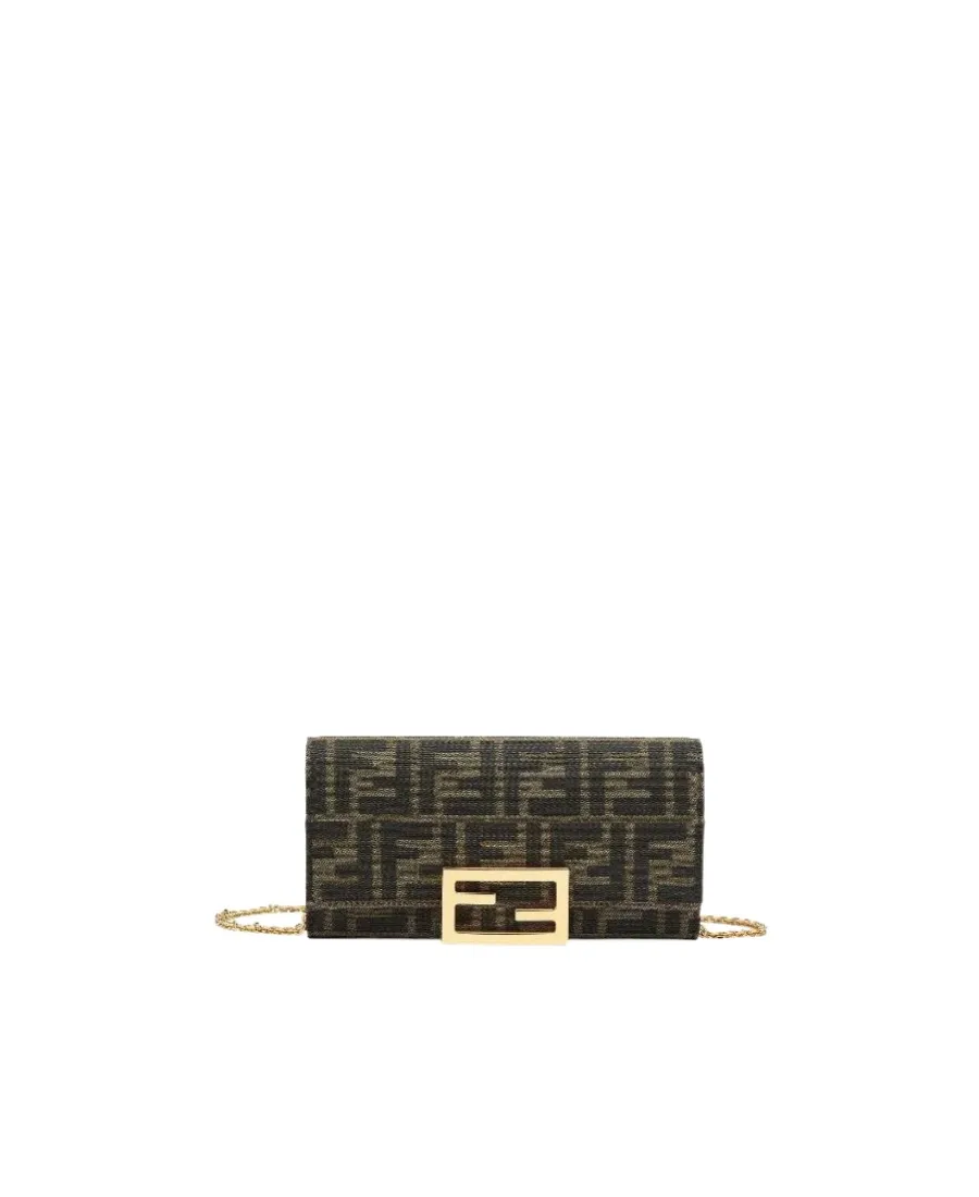 Fendi Continental Logo Plaque Chained Wallet
