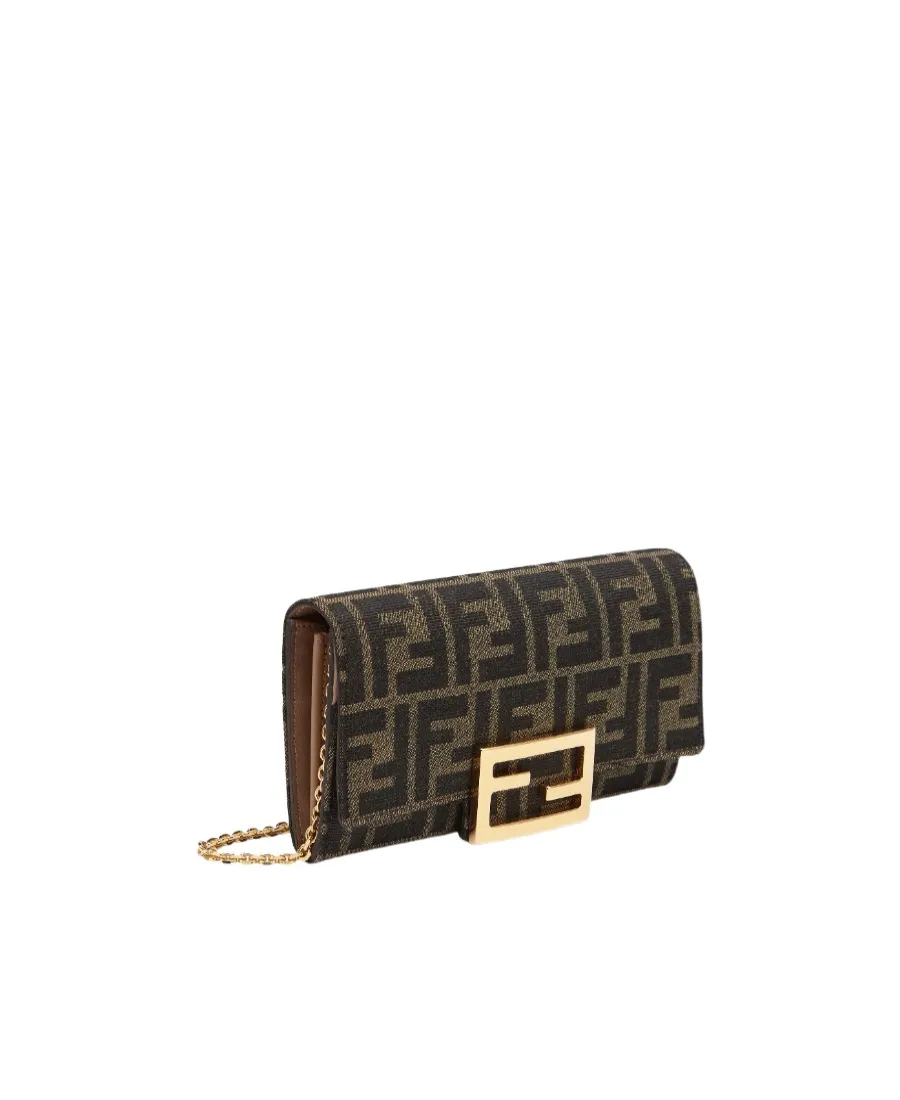 Fendi Continental Logo Plaque Chained Wallet