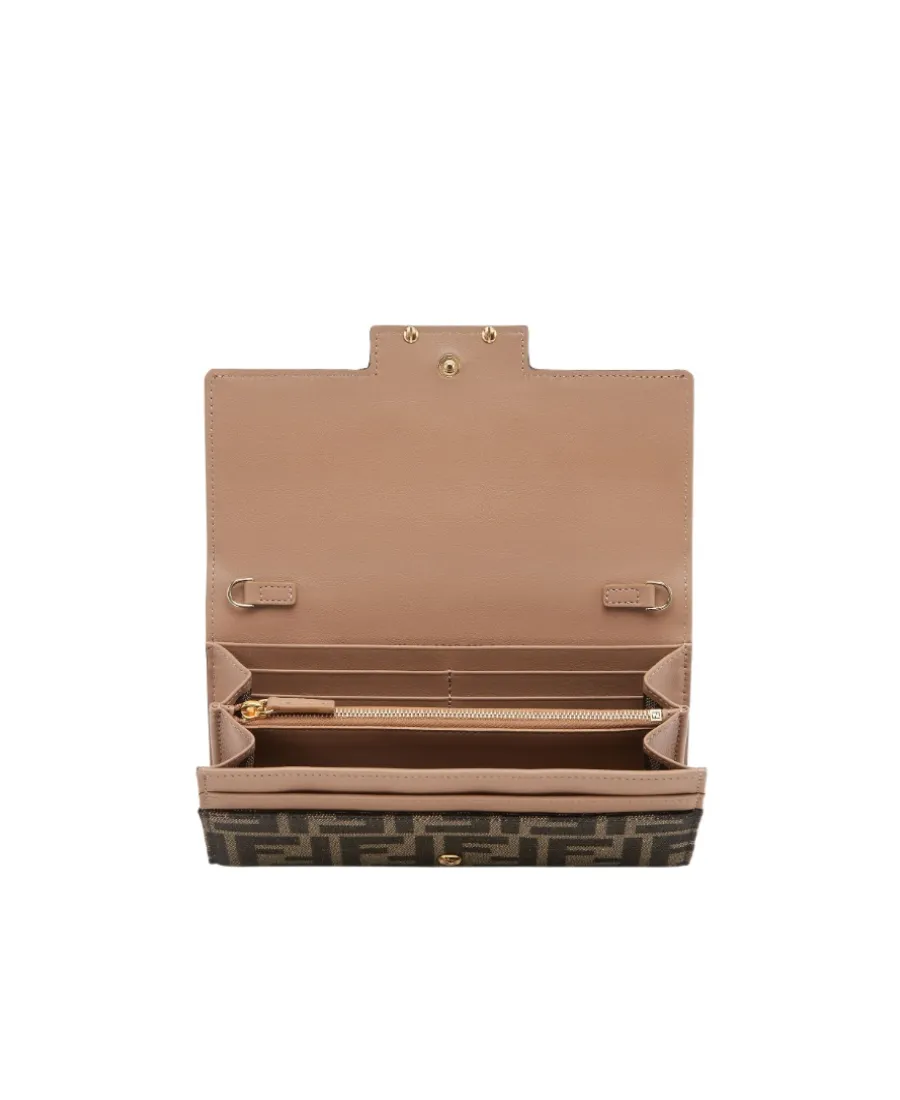 Fendi Continental Logo Plaque Chained Wallet
