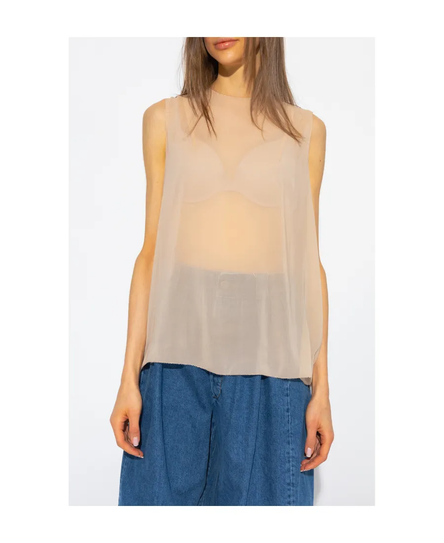 Maison Margiela Cut-Out Sleeveless Crewneck Blouse