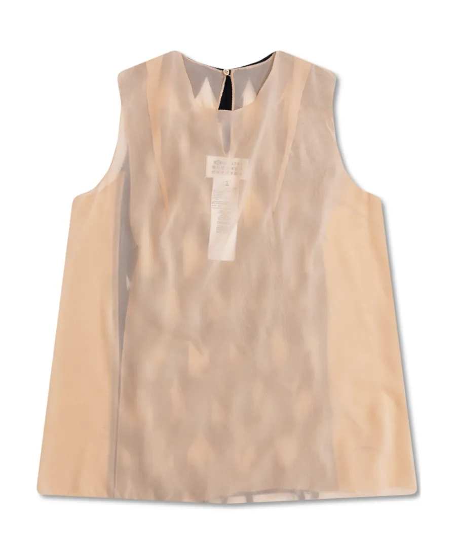Maison Margiela Cut-Out Sleeveless Crewneck Blouse