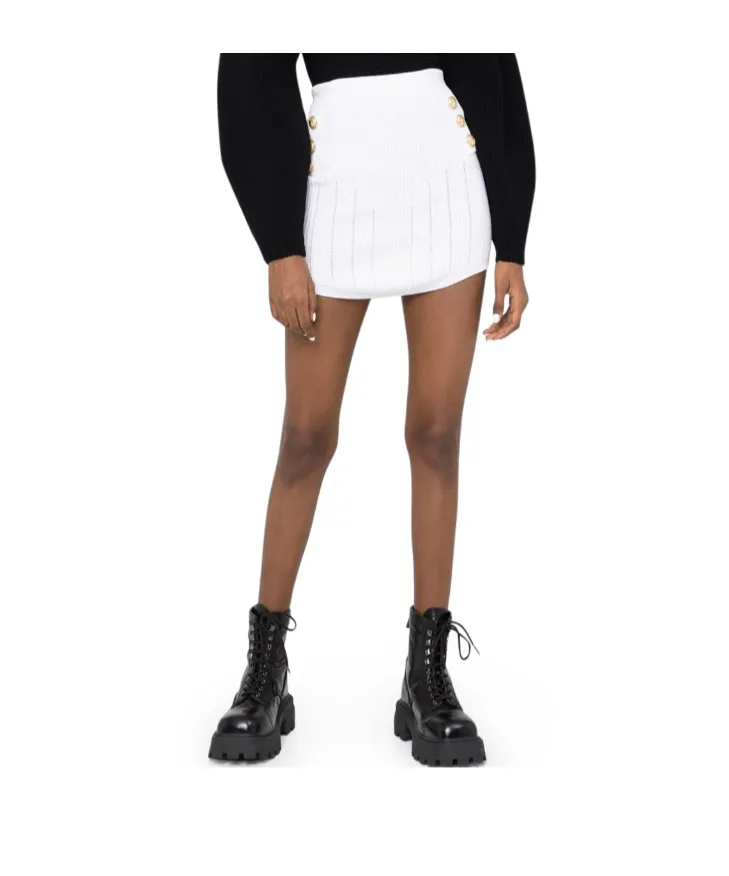 Ribbed-Knit Fitted Miniskirt