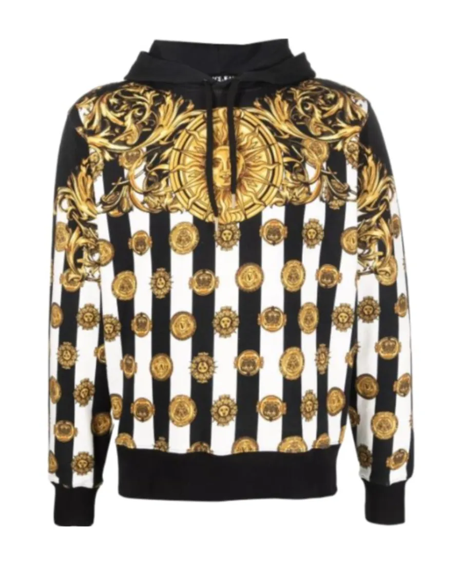 V-Emblem Medusa-Print Fleece Hoodie
