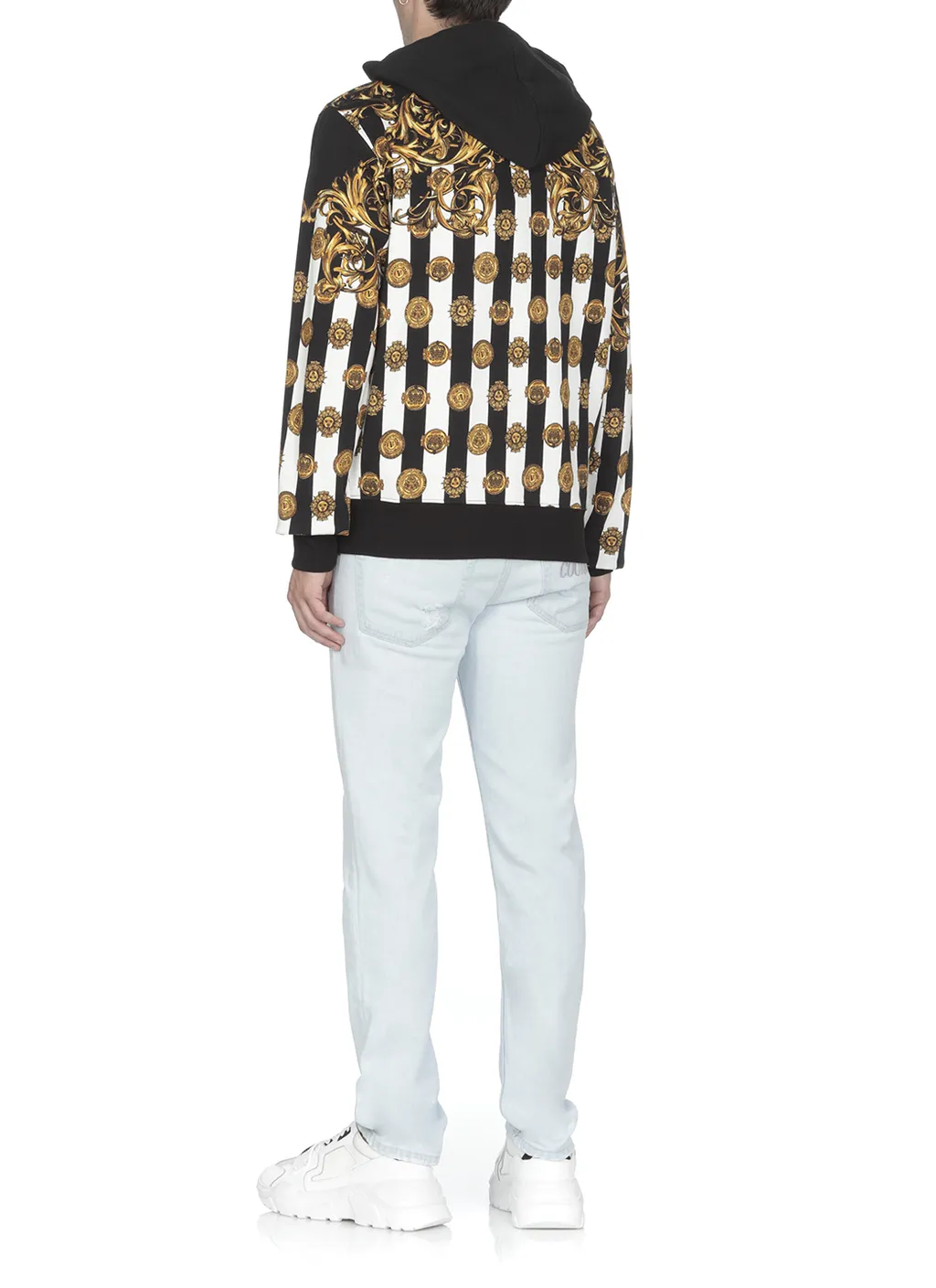 V-Emblem Medusa-Print Fleece Hoodie