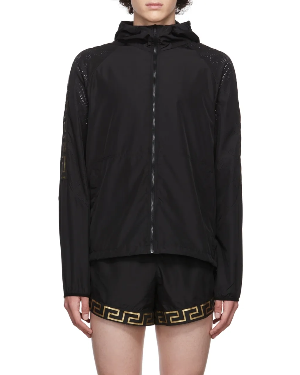 La Greca-Print Zip-Fastening Hoodie