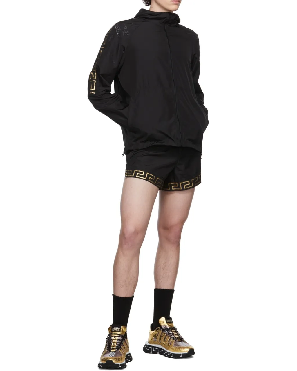 La Greca-Print Zip-Fastening Hoodie