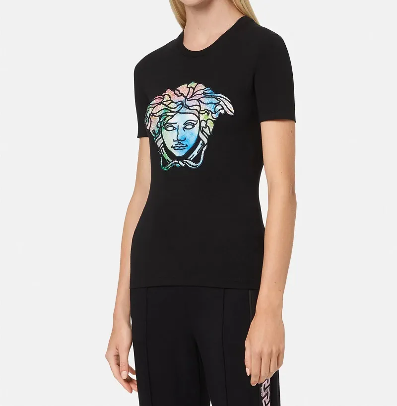 Crystal-Embellished Medusa Head T-Shirt