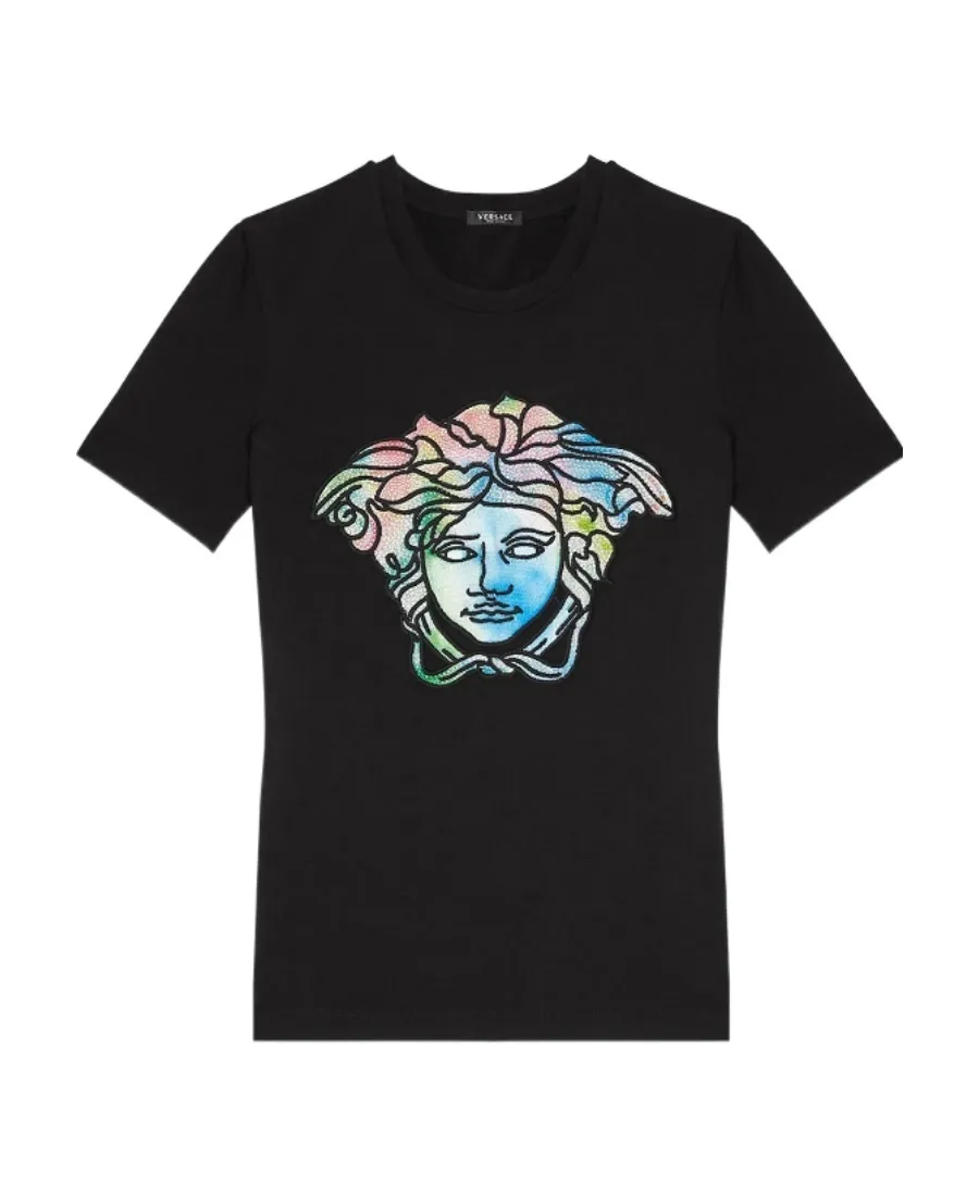 Crystal-Embellished Medusa Head T-Shirt