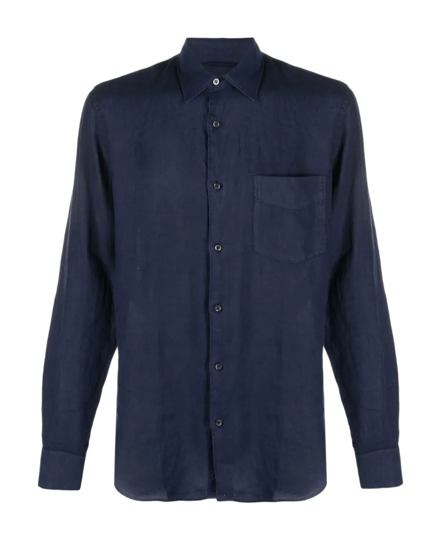 Pointed-Collar Long-Sleeved Shirt